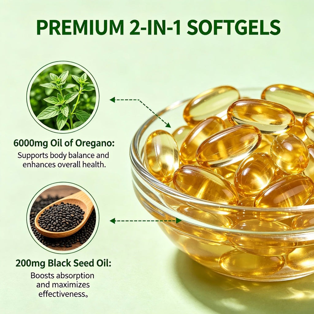 WINYEL Basil Oil Soft Capsules Containing Black Seed Oil 6000 Mg - Basil Oil Capsules Are For Immune And Digestive Support - Gluten-free Soft Capsules - 120 Capsules