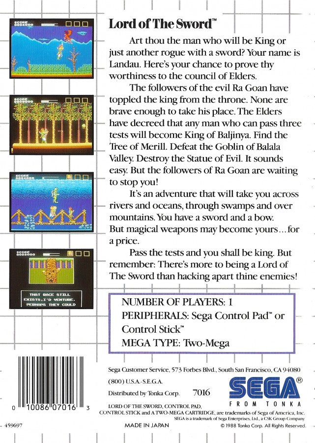 Lord of the Sword – Sega Master System (SMS)